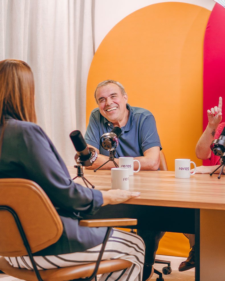Gravação de podcast no Studio Feros